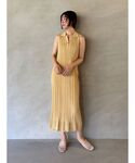 ワンピース 夏 シャツカラーメランジニットワンピースの詳細画像3