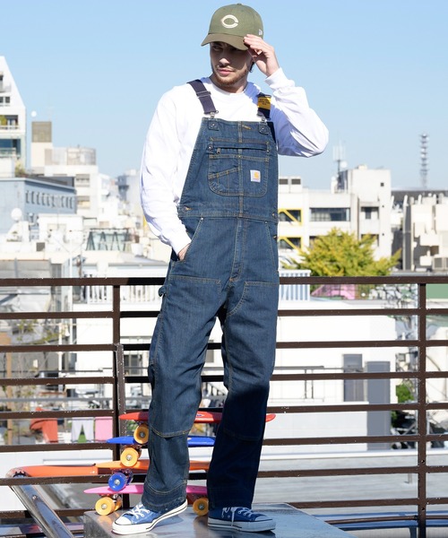 【美品】Carhartt オーバーオール ダブルニー仕様　ネイビー30x34 Carhartt WIP 「Carhartt WIP」 デニムオーバーオール 34inch