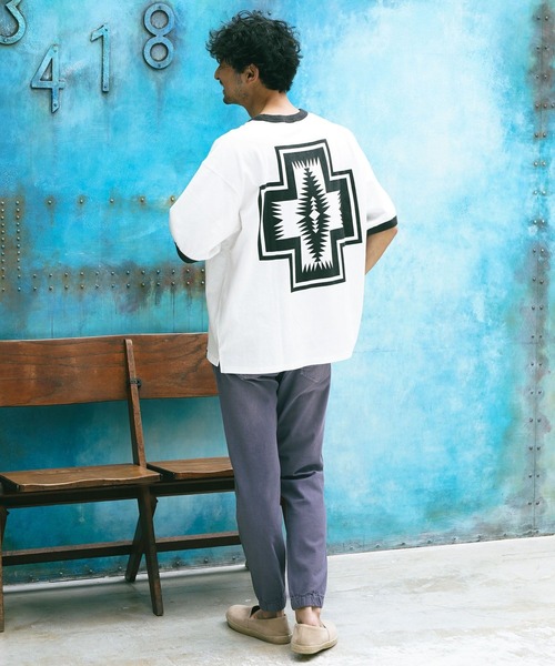 「PENDLETON」 半袖Tシャツ MEDIUM ブラック×ホワイト メンズ