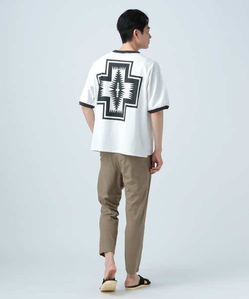「PENDLETON」 半袖Tシャツ MEDIUM ブラック×ホワイト メンズ