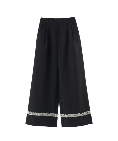 スラックス パンツ roll up lace wide pants / ロールアップレース