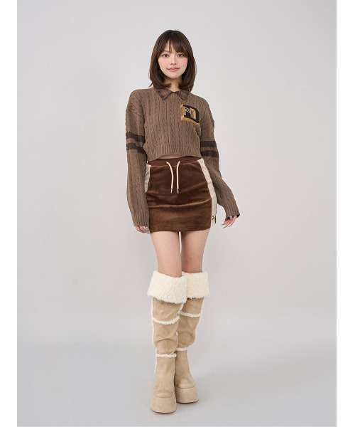 Darich（ダーリッチ） ニット セーター カレッジワッペンショート