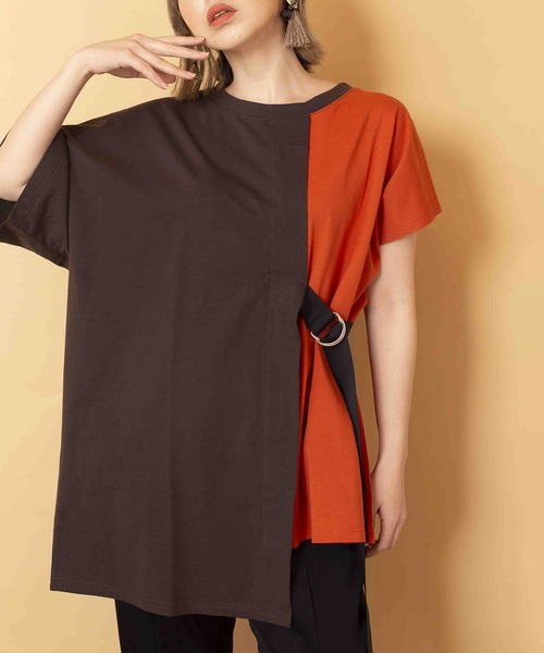 「OSMOSIS」 半袖カットソー ONE SIZE チャコール レディース_画像7