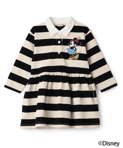 muchacha×Disney バンビプリント　スーピマ天竺　ワンピース petit main ワンピース 「Disney」「リンク」ラガー長袖ワンピース