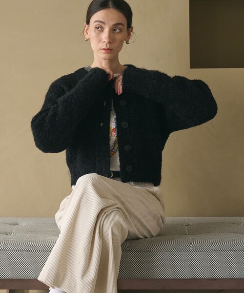 ビューティー＆ユース ユナイテッドアローズ（BEAUTY&YOUTH）/ウールブレンド ブークレ クルーネックカーディガン BEAUTY＆YOUTH UNITED ARROWS カーディガン ウールブレンド ブークレ