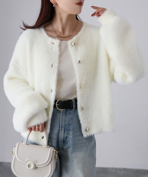 Riberry（リベリー） カーディガン 金ボタンシャギーニット