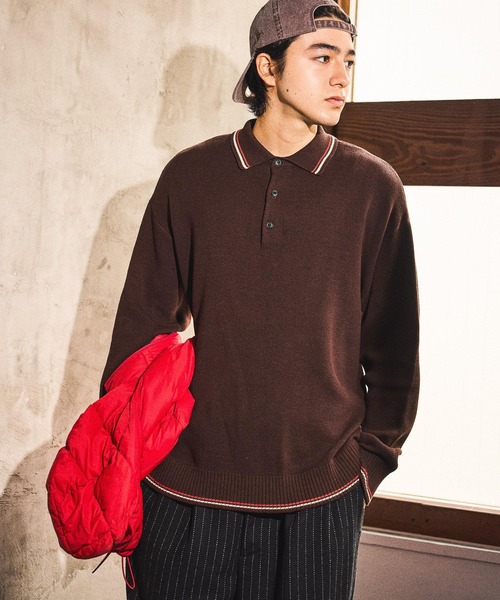 niko and…（ニコアンド） セーター ニット ラインニットポロ メンズ