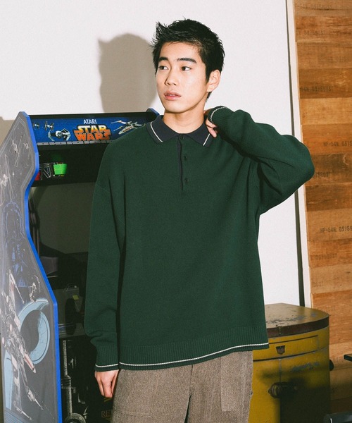 niko and…（ニコアンド） セーター ニット ラインニットポロ メンズ