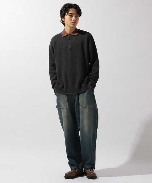 niko and…（ニコアンド） セーター ニット ラインニットポロ メンズ