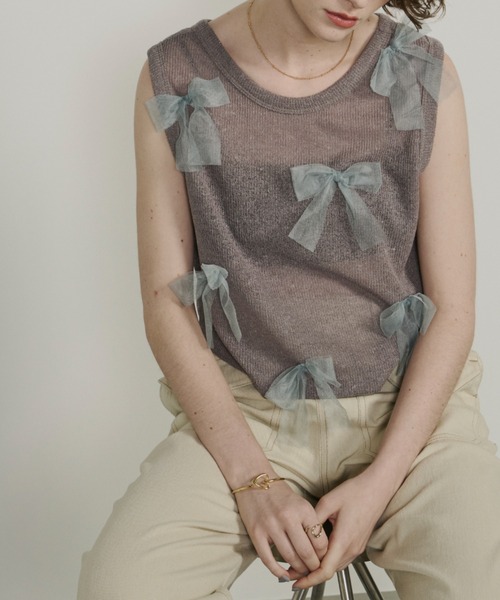 「Unitage」 ノースリーブニット FREE グレイッシュベージュ レディース_画像5