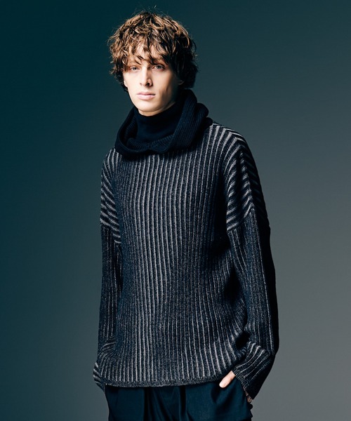 glamb（グラム） セーター ニット Stripe Rib Knit Hoodie 