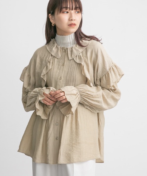 KBF（ケービーエフ） 長袖ブラウス ONE ベージュ レディース