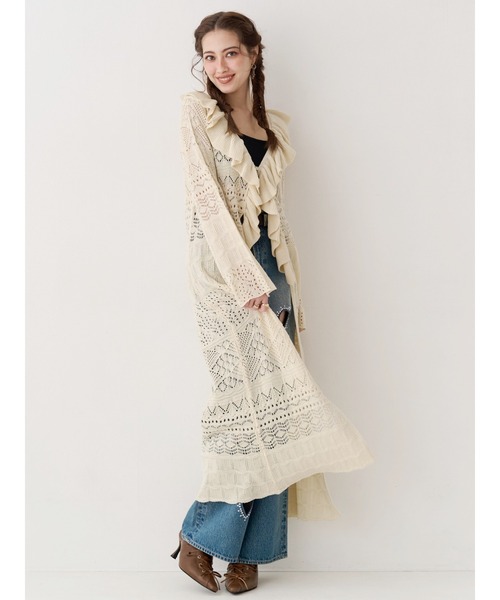 ジーンズ デニム デニムパンツ 「着用動画あり」ビジューハートカッティングワイドデニムパンツ　春服 レディース_8