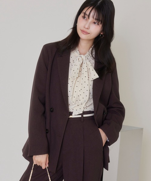 VIS（ビス） tシャツ ベロアボウタイドットカットソー レディース