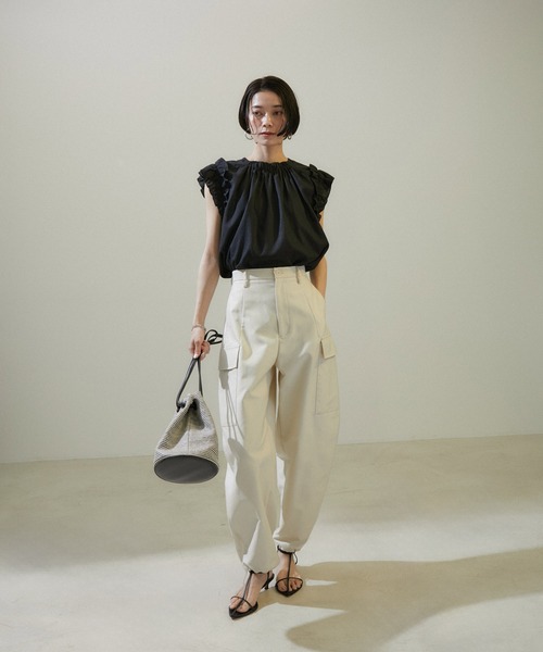 「SALON adam et rope'」 ノースリーブシャツ FREE ブラック レディース_画像2