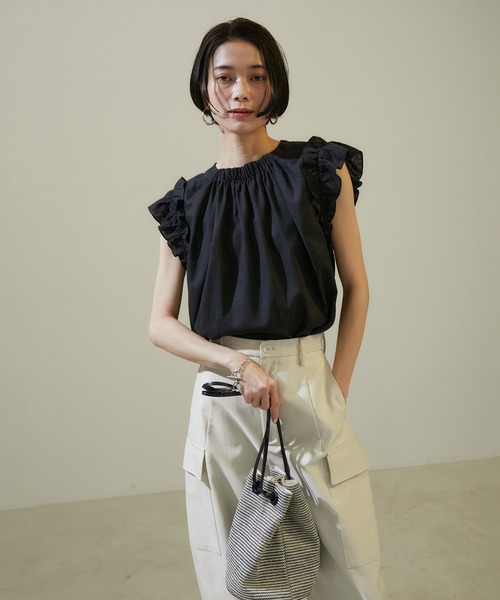 「SALON adam et rope'」 ノースリーブシャツ FREE ブラック レディース_画像6