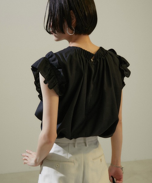 「SALON adam et rope'」 ノースリーブシャツ FREE ブラック レディース_画像7