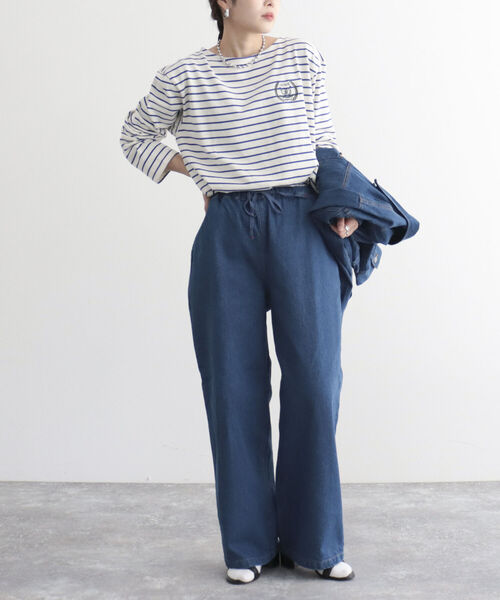 「GEVACO」 長袖カットソー 38 ブルー系その他3 レディース_画像5