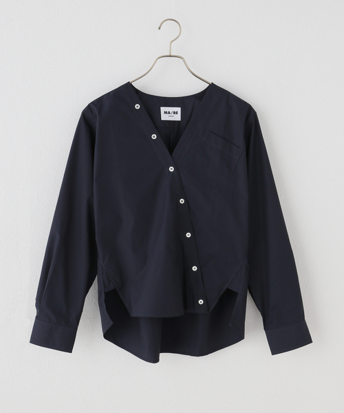 MA/RE　カシュクールシャツ　ブラック MA/RE ブラウス シャツ MA/RE/マレ カシュクールSHIRTS シャツ LIGHT