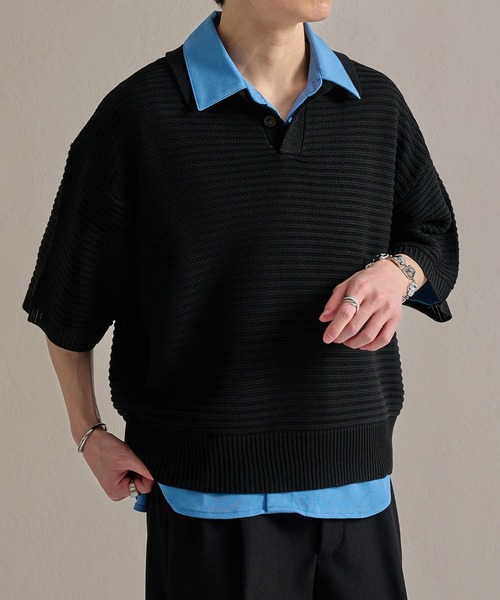 00s Supreme ジャガード編み ニットポロ ブラック M セール】JACQUARD KNIT POLO / ジャガード編みニットポロ（ニット