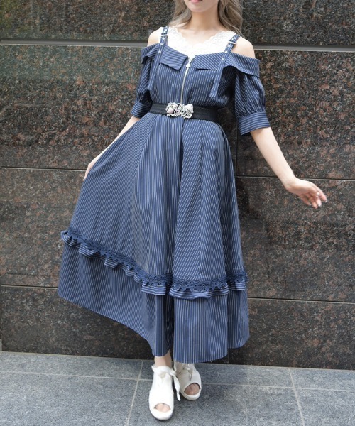 axes femme（アクシーズ ファム） ワンピース 半袖 ストライプ