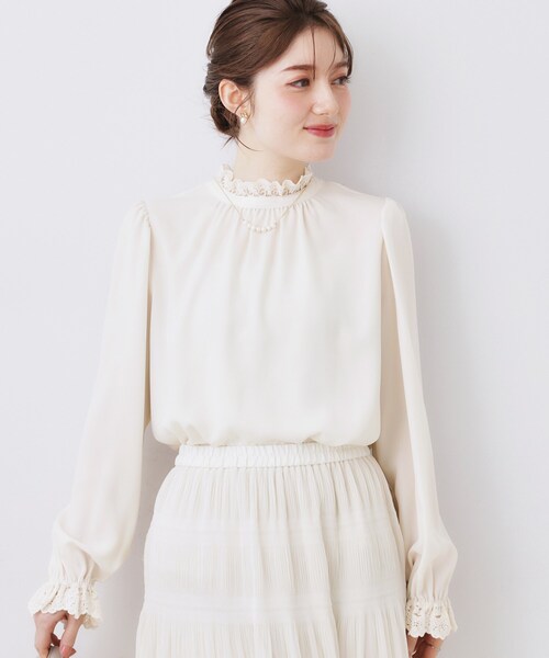 「couture brooch」 長袖ブラウス 42 ライトグレー レディース_画像4