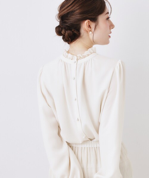 「couture brooch」 長袖ブラウス 42 ライトグレー レディース_画像7