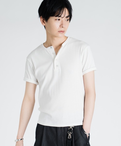SINSS ヘンリーネック tシャツ Rib henley HS T-shirt / リブヘンリー