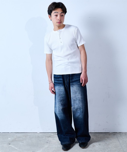 SINSS tシャツ Rib henley HS T-shirt / リブヘンリーショートスリーブ 