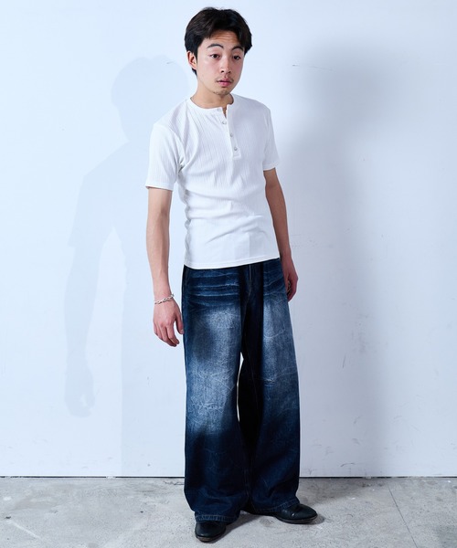 SINSS tシャツ Rib henley HS T-shirt / リブヘンリーショートスリーブ 