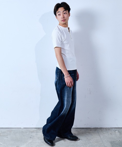 SINSS tシャツ Rib henley HS T-shirt / リブヘンリーショートスリーブ 