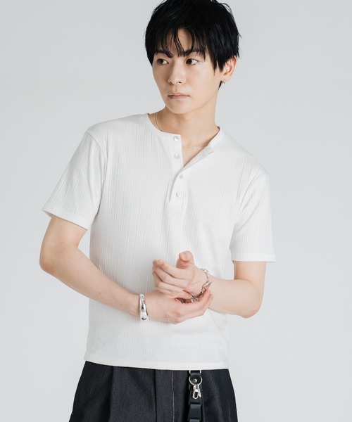 【XLサイズ】SEE SEE HENLY SS TEE ヘンリー Tシャツ SINSS ヘンリーネック tシャツ Rib henley HS T-shirt / リブヘンリー