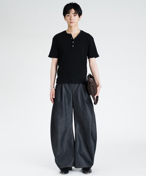 SINSS ヘンリーネック tシャツ Rib henley HS T-shirt / リブヘンリー
