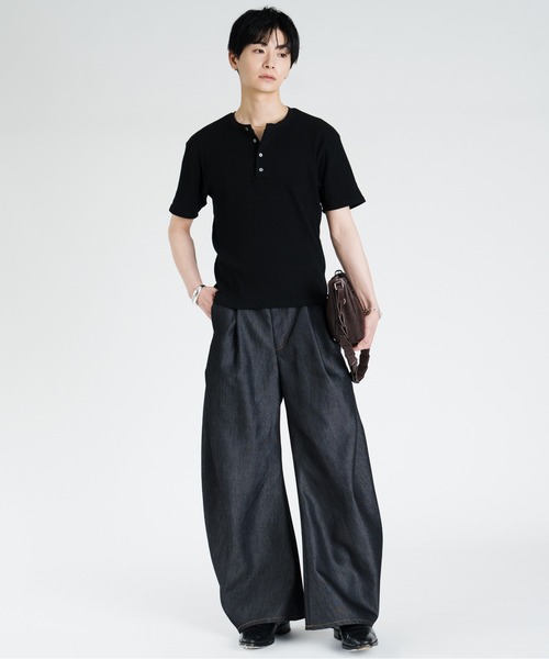 SINSS ヘンリーネック tシャツ Rib henley HS T-shirt / リブヘンリー