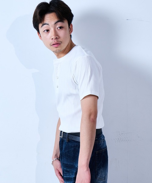 SINSS tシャツ Rib henley HS T-shirt / リブヘンリーショートスリーブ 