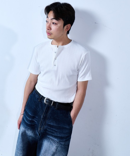 SINSS tシャツ Rib henley HS T-shirt / リブヘンリーショートスリーブ 