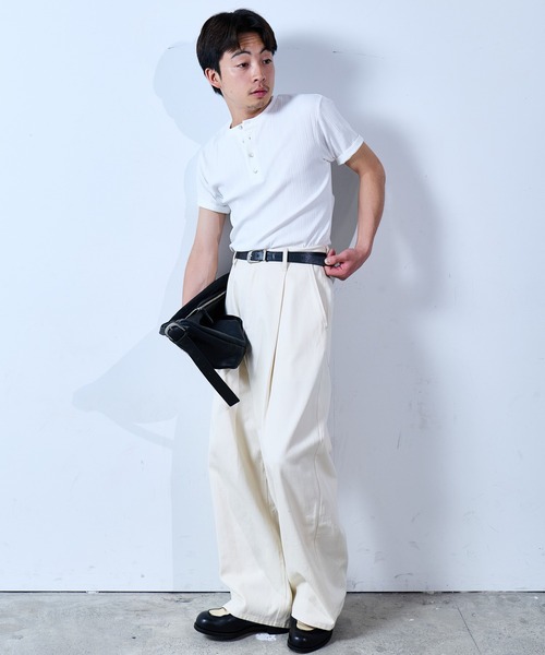 SINSS tシャツ Rib henley HS T-shirt / リブヘンリーショートスリーブ 