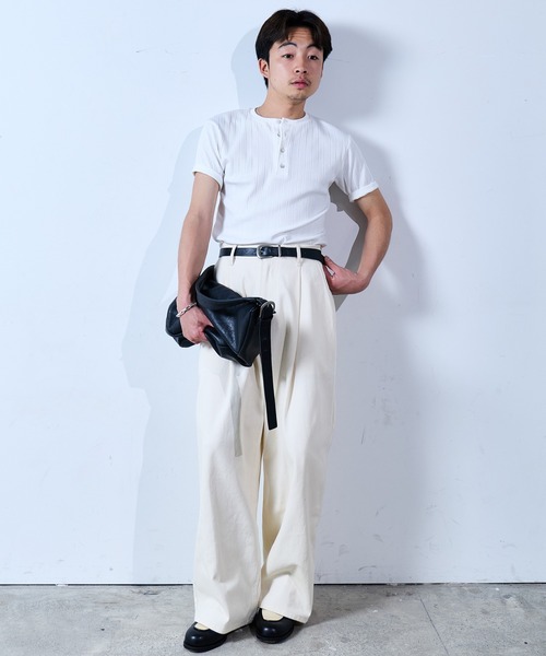 SINSS tシャツ Rib henley HS T-shirt / リブヘンリーショートスリーブ 