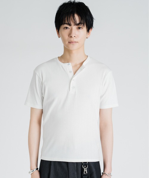 SINSS ヘンリーネック tシャツ Rib henley HS T-shirt / リブヘンリー