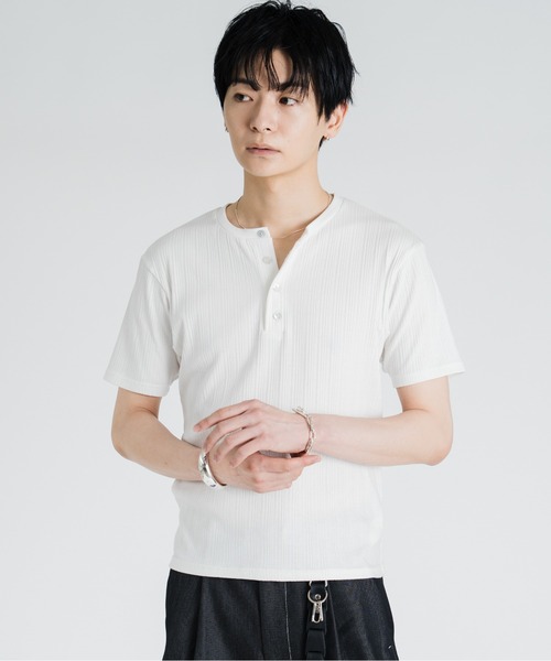 新品未使用RRL ヘンリーネック Tシャツ ホワイト Mサイズ SINSS ヘンリーネック tシャツ Rib henley HS T-shirt / リブヘンリー