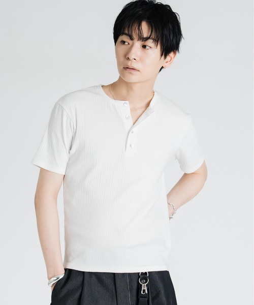 SINSS ヘンリーネック tシャツ Rib henley HS T-shirt / リブヘンリー