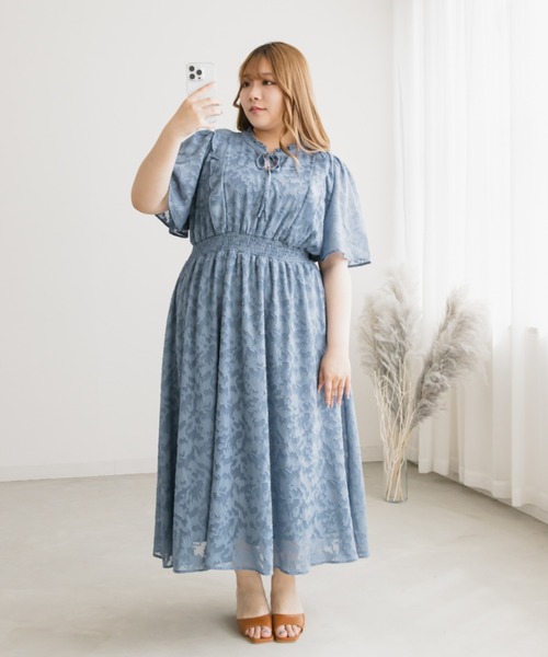 「CLETTE」 長袖ワンピース 4L ブルー レディース_画像7
