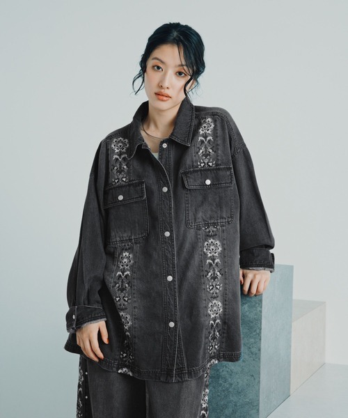 LEPSIM（レプシィム） ブラウス シャツ デニムBIG刺繍シャツ 1043551