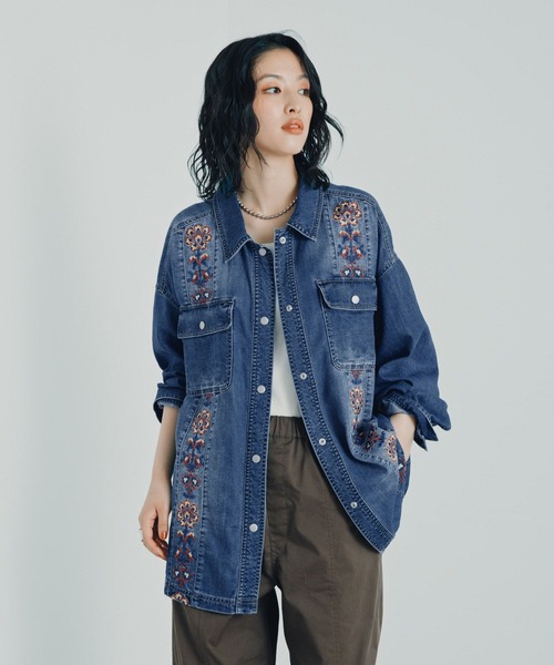 LEPSIM（レプシィム） ブラウス シャツ デニムBIG刺繍シャツ 1043551 