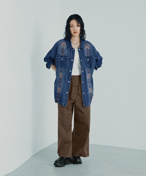 LEPSIM（レプシィム） ブラウス シャツ デニムBIG刺繍シャツ 1043551