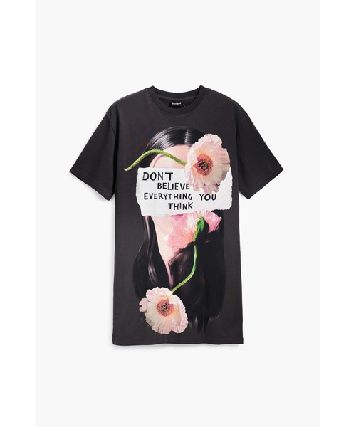 「Desigual」 Tシャツワンピース M/L ベージュ レディース_画像2
