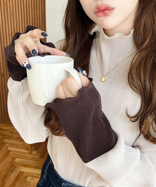 現行新品 プリーツプリーズ　COTTON MIX TOP ハイネック　長袖 楽天市場】【中古】 イッセイミヤケISSEY MIYAKE藍染風プリント