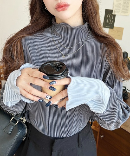 moment+ tシャツ 「累計販売枚数4万枚突破！」マットサテンプリーツ 袖