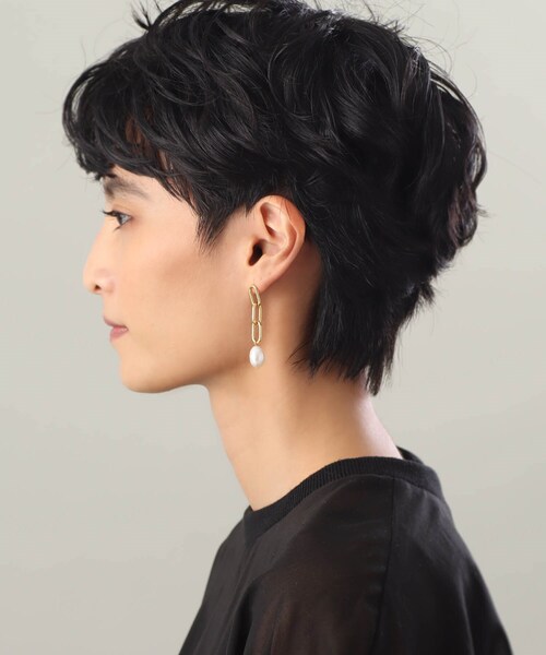 パール付きロングピアス ピアス 淡水パール ロングピアス 小粒パール バロックパール