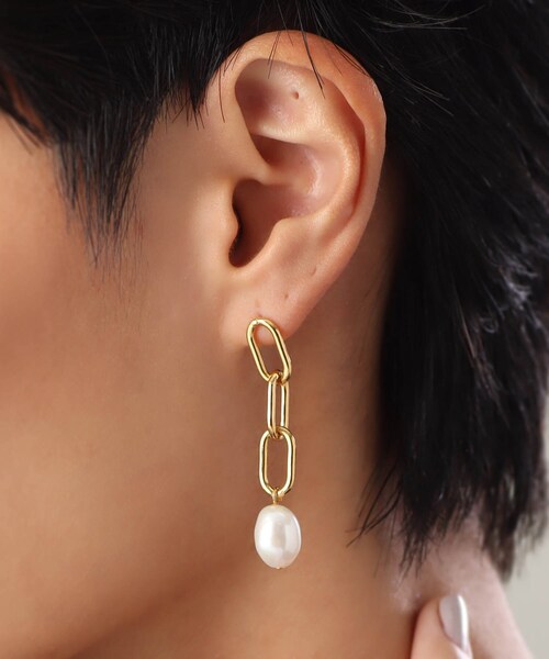 【新品・未使用】　COCOSHNIK 10k バロックパールピアス K10バロックパールランダム スタッドピアス小（ピアス